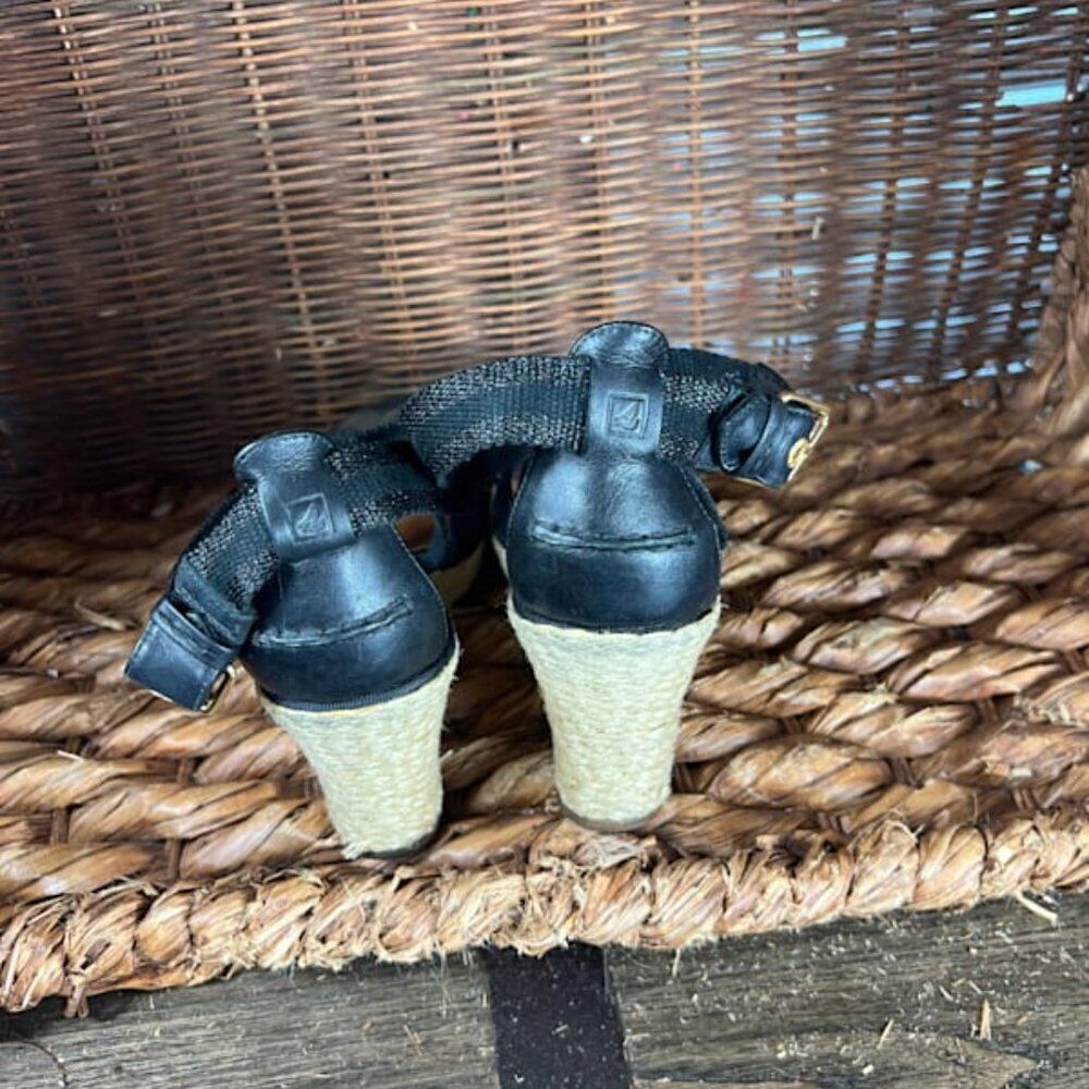 Sperry Women's Black Strappy Top Sider Wedges Sandals Size 8.5 - Picture 5 of 7